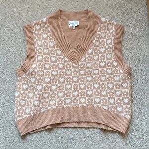 Flower and hearts sweater vest